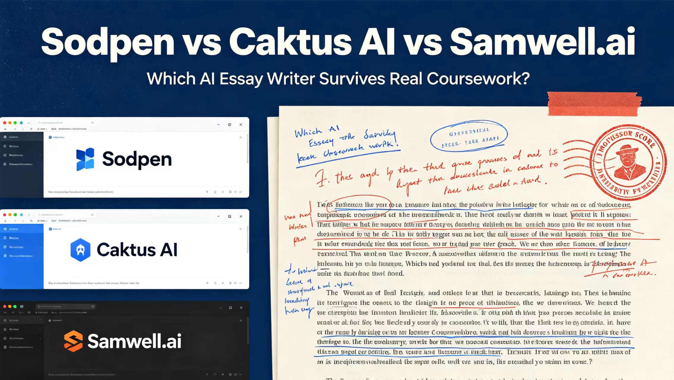 Sodpen vs Caktus AI vs Samwell.ai: Which AI Essay Writer Survives Real Coursework?